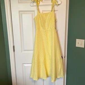 NWT - Draper James yellow checkered bow strap midi dress